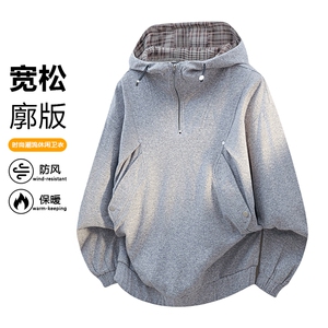 ins拼接半高领卫衣男春秋季撞色上衣宽松痞帅外套W905-P63