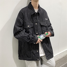 上衣ins休闲装牛仔夹克2023春季韩版男竖条纹外套新款W2554-P56，男装夹克，星座512-2