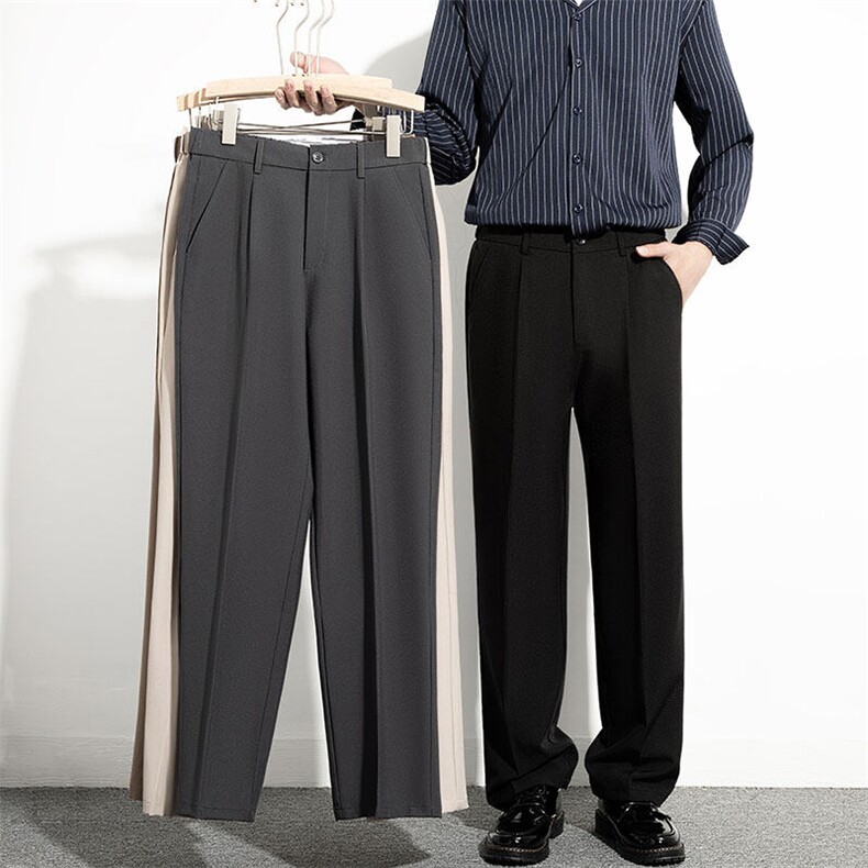 SJ-217-2-HK2358-P45早秋直筒西装裤男垂感大码西裤正装休闲裤，男装西服套装，星座217-2