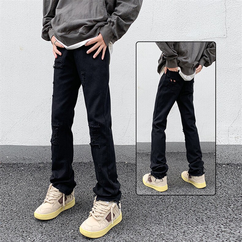 美式牛仔裤嘻哈ins百搭潮高街破洞潮流痞帅长裤KZ23GT800--TP40,男装牛仔裤,电商A247C