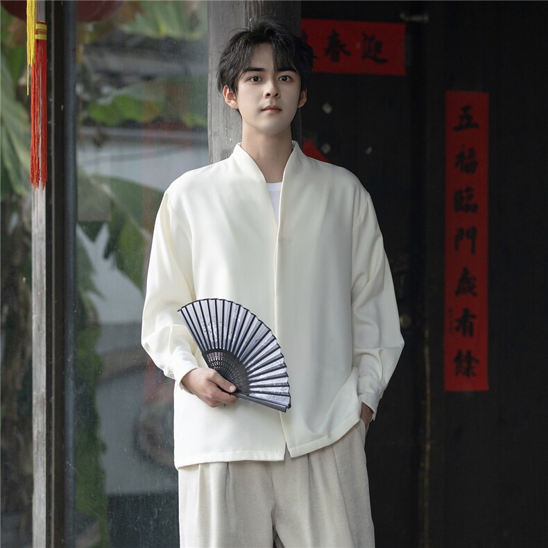 复古休闲重磅空气绒风治愈禅意垂坠感宽松大码衬衣外套C3461,男装衬衫,星座305A（原312A-1）