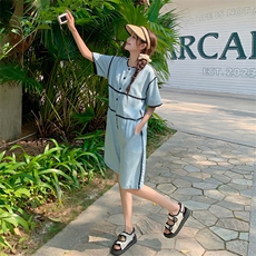 韩版时尚设计感牛仔连体裤女2025夏季新款法式宽松显瘦阔腿短裤子，女装连体裤，秋水欣儿