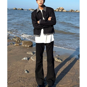 美式街头cleanfit贵公子高级感翻领休闲短宽小香夹克外套男春秋款图片
