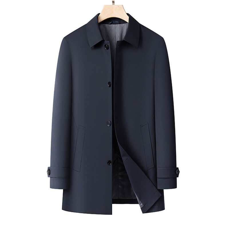 D33823春秋新款男士中长款风衣翻领外套简约通勤商务男装，男装风衣，电商B360A（原721A）