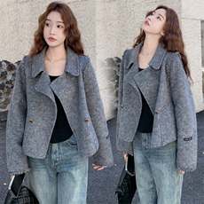 现货主推2025秋冬新款流苏双排扣西装领双面羊毛呢女外套，女装双面呢大衣，丝露依尚（原SL）