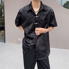 CX0287-P42夏季潮牌宽松潮流衬衣休闲百搭新中式外套短袖衬衫男，男装T恤，电商C233