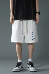 HD74261-P22 华夫格短裤男大码宽松五分裤男直筒中裤图片
