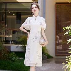 2024年夏季新中式盘扣旗袍重工链子气质连衣裙，女装连衣裙，艾仟回(原伊仟回)