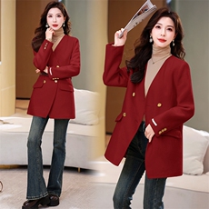 现货2025秋装主推款纯手工缝制双面羊毛呢修身气质配腰带羊毛大衣，女装毛呢外套，丝露怡语