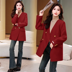 现货2025秋装主推款纯手工缝制双面羊毛呢修身气质配腰带羊毛大衣,女装毛呢外套,丝露怡语