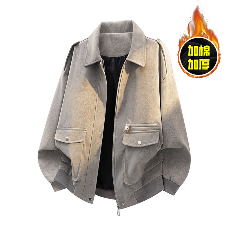 JK2563特P85控158拉链3D白底皮夹克外套棉服男100聚酯加棉特批100,男装夹克,电商B370