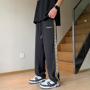 抖音高品质冰丝刺绣直筒裤SC8004TP60控价88宽松休闲长裤男