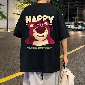 T678大码宽松纯棉运动圆领体恤衫oversize短袖T恤男重磅T图片