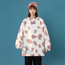 现货2025春装奶牛斑点男女中性情侣卫衣打底上衣D201-DM116-P45，男装T恤，电商D321-1