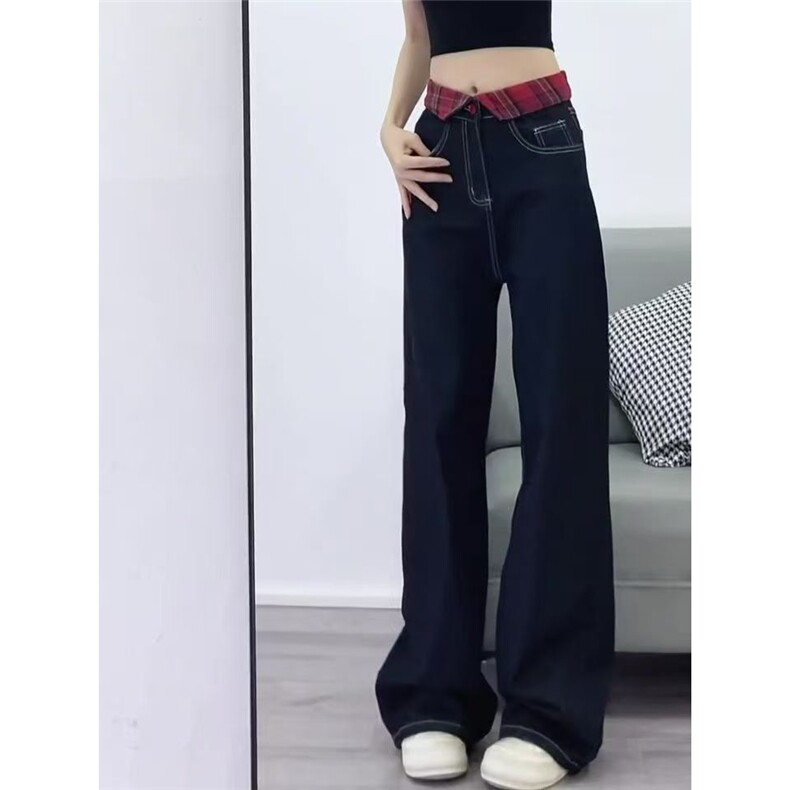 甜酷辣妹kitty刺绣牛仔裤女2025春夏季新款设计感显瘦直筒阔腿裤,男装牛仔裤,星座506A