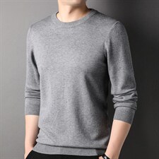 男士针织衫春秋季2023新款圆领毛衣套头中年商务休闲纯色薄款男装，男装针织衫/毛衣，电商B212（原钱塘6029）