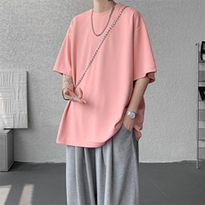 8XL-M高品质重磅棉光版纯色短袖T恤百搭款半截袖五分袖DX332特P23，男装T恤，电商D206-1