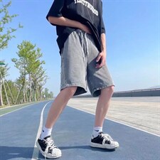 牛仔短裤男夏季薄款排扣潮牌ins潮流百搭外穿E210P35图片