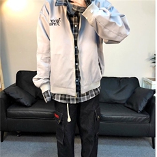 拉链款日常外穿宽松型美式复古假两件衬衫夹克310A-4-3623-P80，男装夹克，星座310A-4