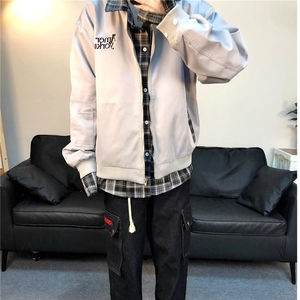 拉链款日常外穿宽松型美式复古假两件衬衫夹克 310A-4-3623-P80图片