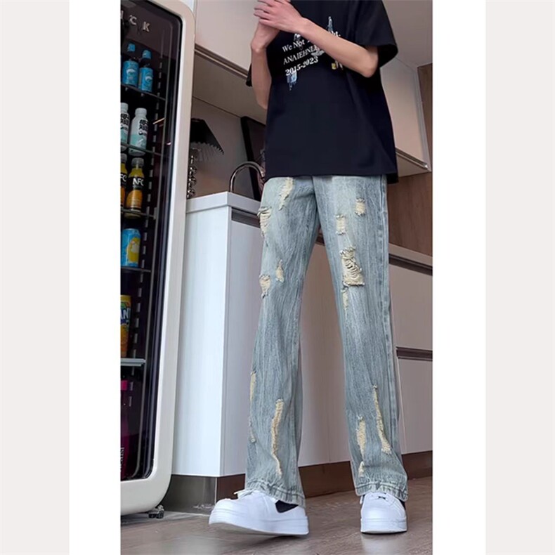 街头水洗做旧破洞裤直筒宽松高街vibe风长裤子-NZ603-网络图,男装休闲裤,星座1002-2