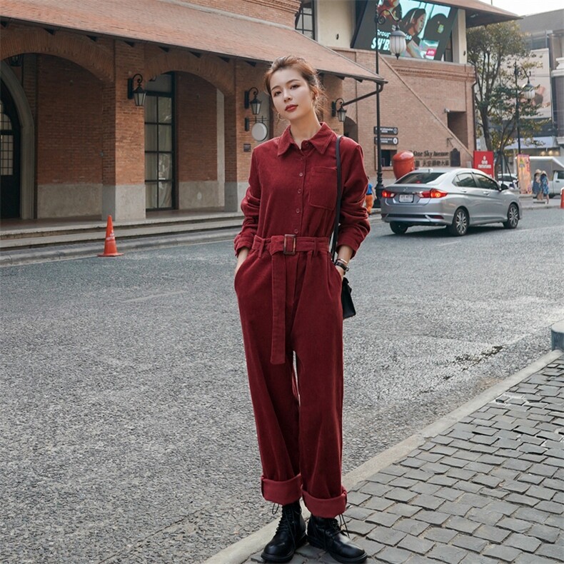 2021新款系带工装连体裤ZB119-LT202，女装连体裤，叁秋一裳