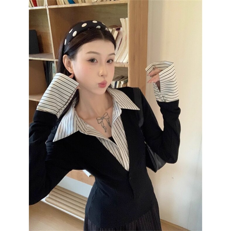 1506A/GV849D0/P51接翻领长袖针织女春秋收腰修身显瘦,男装卫衣,星座1506A