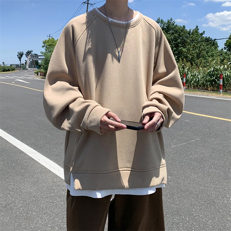 8XL-M假两件卫衣加肥加大码重磅拼接外套圆领套头WY5103P55加绒65,男装卫衣,电商B238