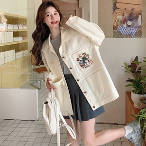 2024春秋季外套女中长款宽松休闲,白色纯洁女装搭配图片