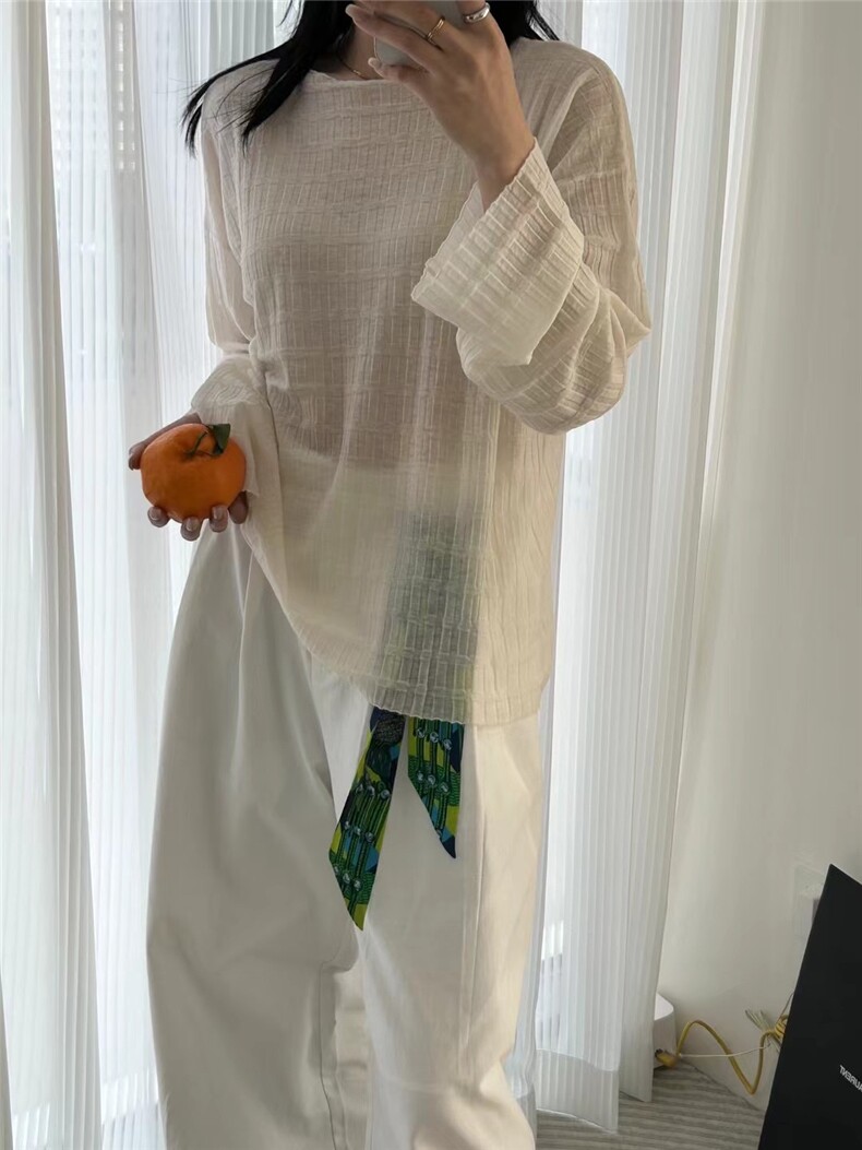 宽松慵懒薄款罩衫防晒薄款套头衫2025年春季长袖,针织衫/毛衣,缘满羊绒