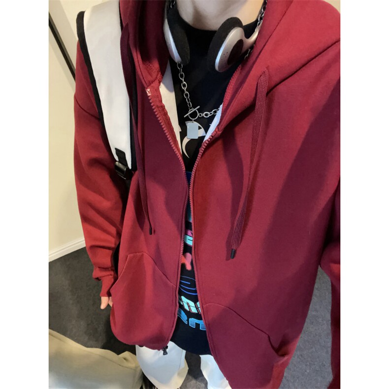 潮流大码休闲宽松情侣开衫连帽纯色卫衣外套W4277-P44【特价】,男装卫衣,电商A007