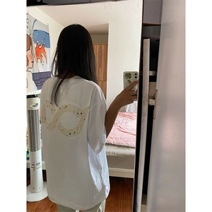 万针全刺绣工艺抖音得物高品质260克重磅纯棉双纱美式高街短袖T恤图片