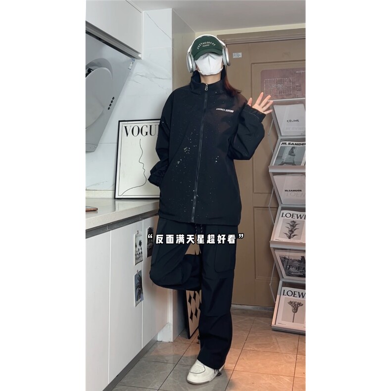 档口现货满天星双面穿防水冲锋衣夹克美式潮牌棒球服JK2668-P65,男装夹克,电商基地A086