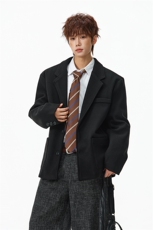 轻奢男装西装领毛呢大衣男款秋冬季潮牌设计高级感短款风衣厚外套，男装西服套装，星座903-1