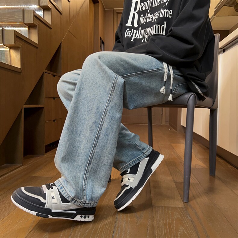 复古牛仔裤男春季2026新款美式风直筒长裤宽松水洗裤子J8058-P45,男装牛仔裤,星座509