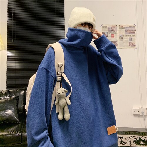 21冬季新款男士加绒打底衫内搭百搭高领卫衣羊羔绒T201P45限68,男装卫衣,电商A089-1