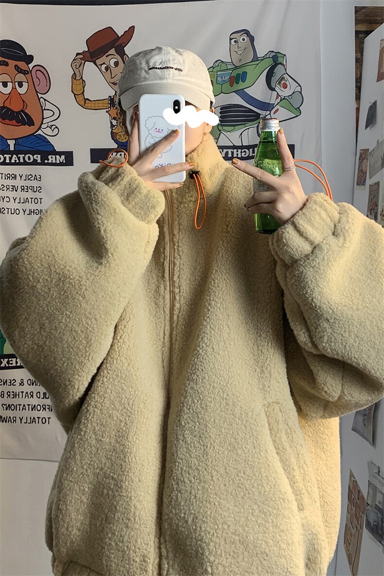 港风冬季宽松百搭棉服男羊羔毛情侣棉衣男外套男7956P105控149,男装棉衣,星座226-1