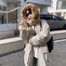 现货新款加厚羊羔毛内胆派克服带毛领25133P235K348，女装短外套，2D035