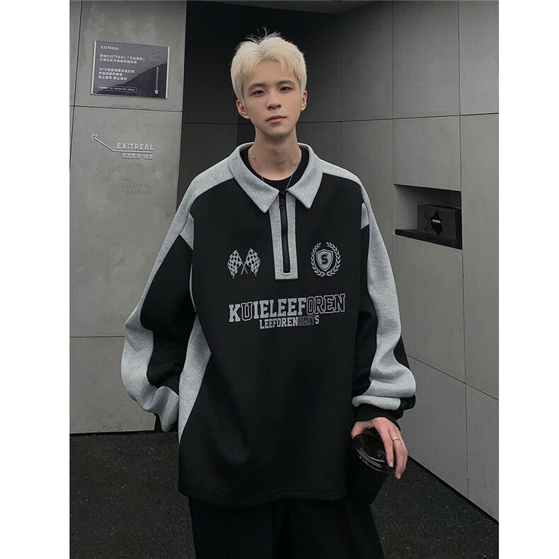 半拉链卫衣男款2025春秋美式潮牌痞帅青少年男装上衣外套W83-P58，女装短外套，电商C307A