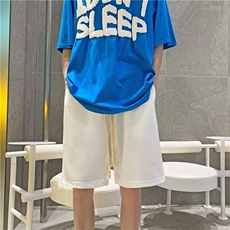 夏季手工编织抽绳短裤男潮流宽松休闲直筒纯色运动五分裤LD1101，男装牛仔裤，星座208-5