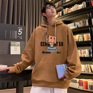 已注册港风抖音直播得物高品质宽松麂皮绒连帽卫衣W6007P48图片