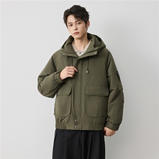 2025男款极简港风连帽短款羽绒服W5901-P248，男装羽绒服，电商D215