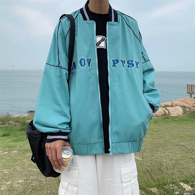 日系刺绣棒球服男港风宽松休闲潮流情侣装运动服外套W1231-P55,男装夹克,星座512-2