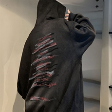 2024美式复古松连帽麂皮绒卫衣XZ301B-JB1010-P55，男装卫衣，星座301B