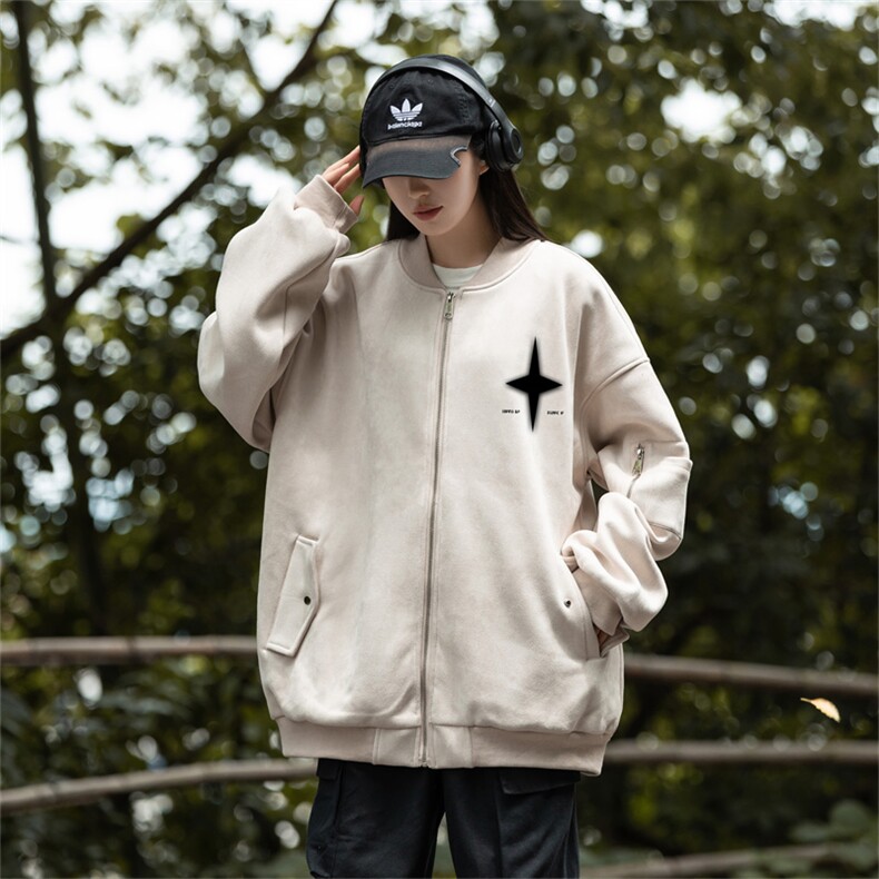 24春秋美式麂皮绒飞行棒球服中性风男女夹克外套JF3281-P80控108,男装夹克,电商B370