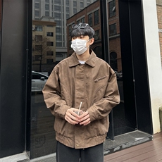 春季皮衣外套男女生同款美式复古潮牌翻领休闲夹克JK05-P95控128，男装皮衣，星座218-5