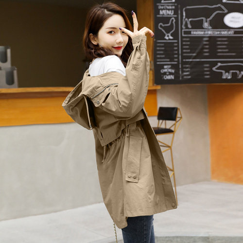 风衣女中长款2022新款时尚韩版宽松休闲收腰小个子连帽春秋季外套,女装风衣,艾瑞儿, 风衣女中长款2022新款时尚韩版宽松休闲收腰小个子连帽春秋季外套,女装风衣,艾瑞儿,