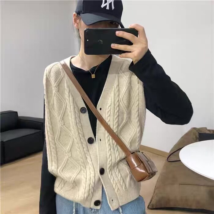 2025年秋季马甲通勤单排扣常规V领扭花时尚百搭马甲，女装马甲，鑫之绒