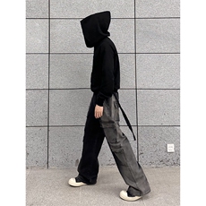 B221美式ins高街重工艺宽松做旧工装牛仔裤子LK23143-P80控108，男装牛仔裤，电商B221