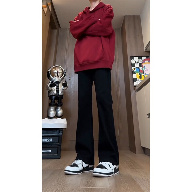 黑色拉链微辣喇牛仔裤男款提档痞帅高级感裤子美式高街直筒工装裤,男装牛仔裤,星座302B-2